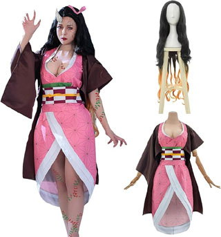 神併良品 鬼殺隊 コスプレ ウィッグ付き 甘露寺蜜璃 コスプレ衣装 大人用 仮装 文化祭 イベント 竈門炭治郎 栗花落カナヲ 我妻善逸 竈門禰豆子 胡蝶しのぶ 冨岡義勇 コスチューム ステージ服